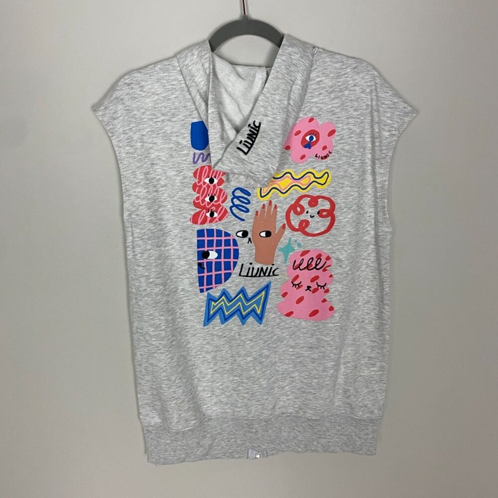 H&M Liunic Sleeveless Hoodie Graphic Print Girls 20 Tank Top Muscle Full Zip